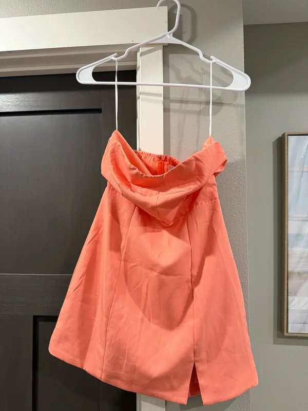 Hello Molly Can’t Stop This Dress Orange- Strapless - Image 8