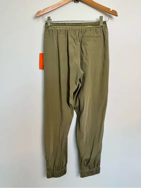 Ramy Brook Olive Satin Drawstring Joggers - Image 8