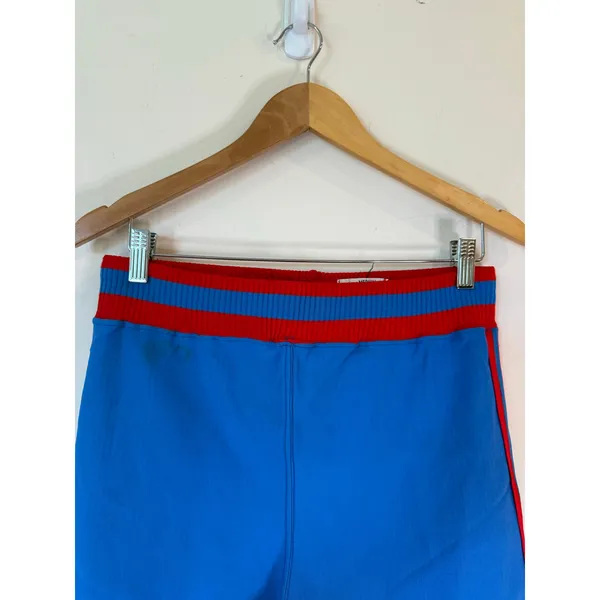 Sand Knit High Rise Pull On Crop Pants Striped Blue Red Medium Athleisure - Image 5