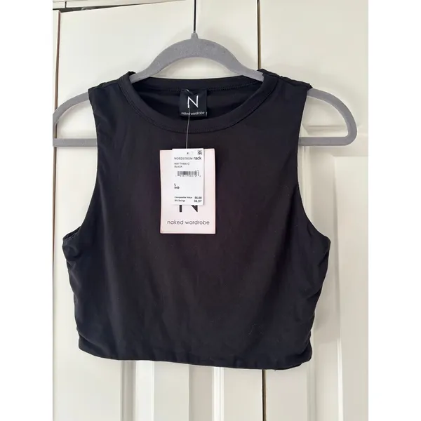 NWT Naked Wardrobe Black Sleeveless Crop Tank Top Women’s Large Stretch - Image 4