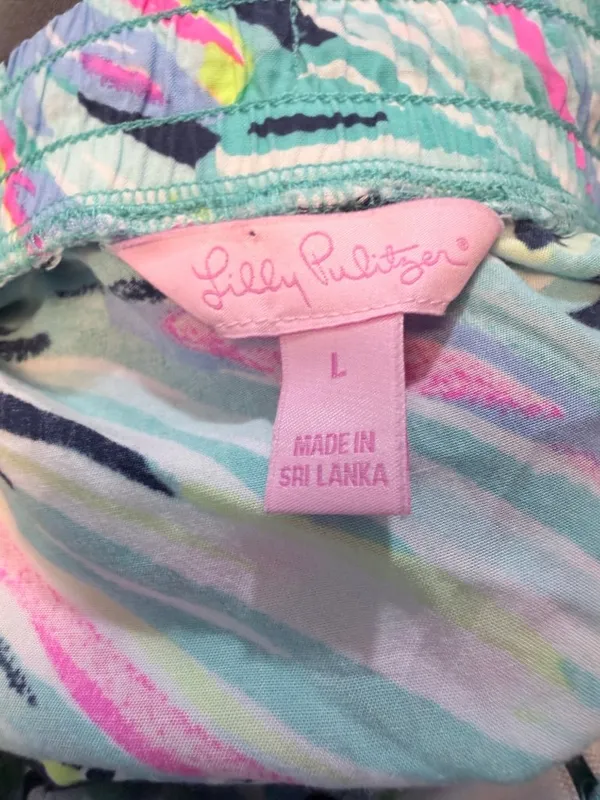 Lilly Pulitzer Shorts Katia High Tide Dancing Lady Flowy Lounge Lg - Image 7