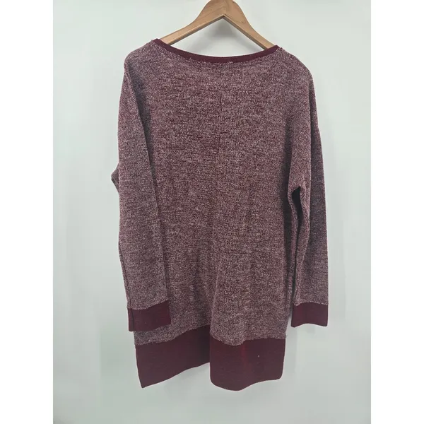 Umgee Tunic Womens Medium G2503 Burgundy Marled Pocket High Low EUC - Image 3