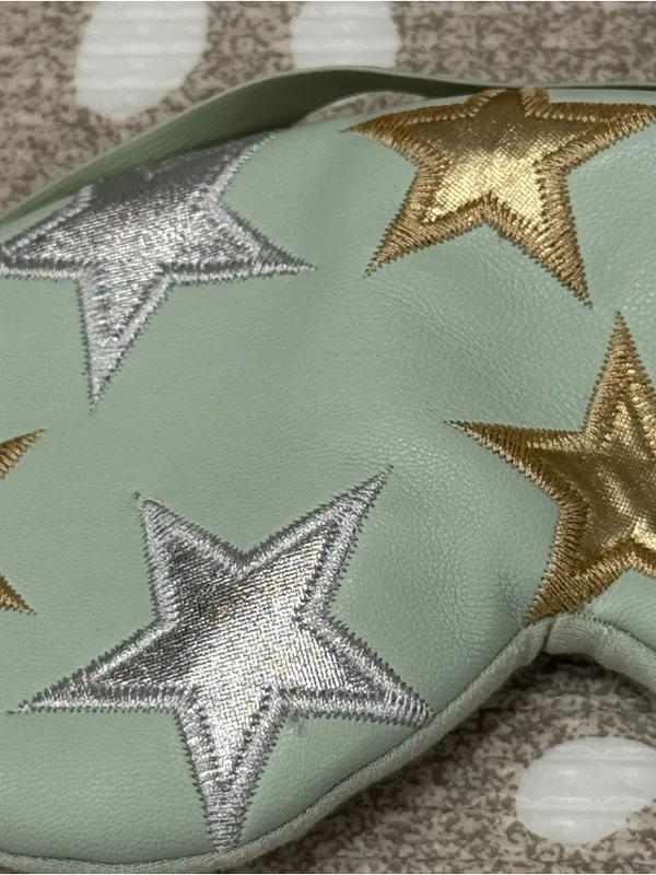 Free People x understated eye mask embroidered starry gold mint travel - Image 9