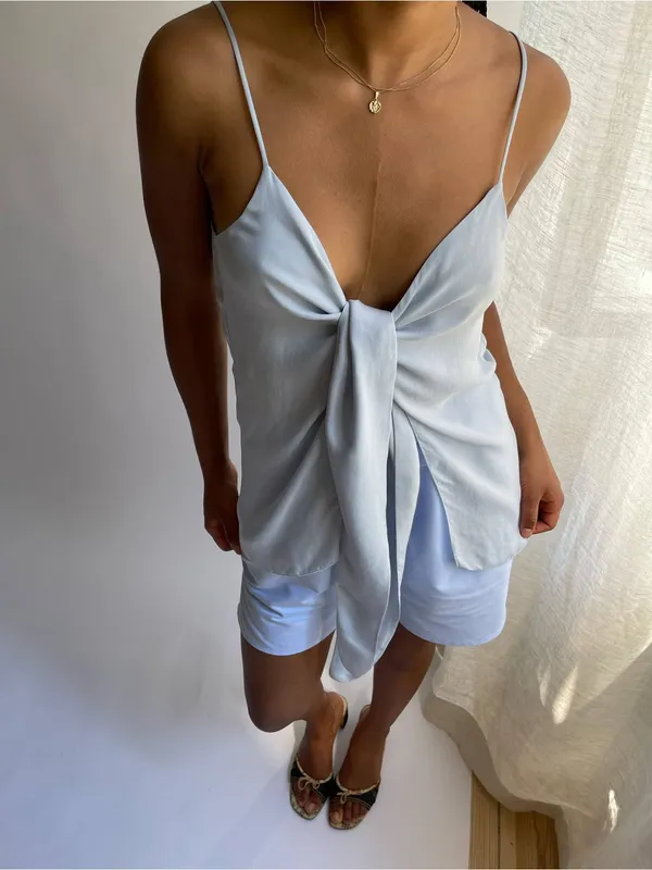 New Fjerf Avenue Tie Tank Top Baby Blue - Image 8