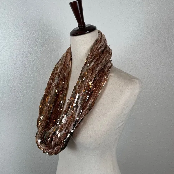 Express gold sequin infinity scarf, one‎ size - Image 3