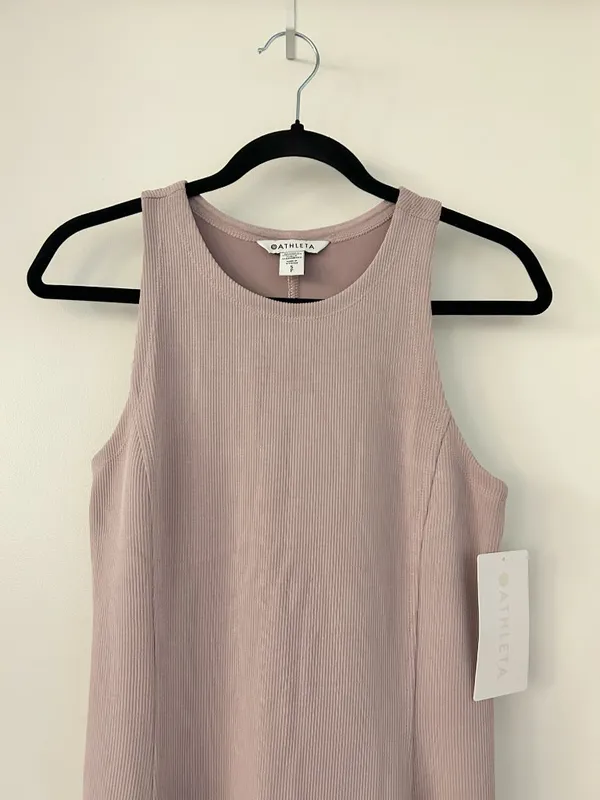Athleta Seasoft Rib Midi Tank Dress in Pink Purple Size S NWT - Image 4