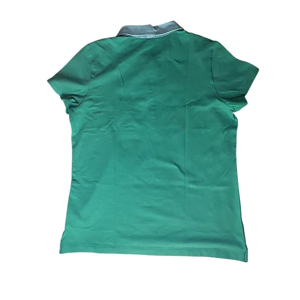 L.L.Bean Womens Green Blue Relaxed Fit Short Sleeve‎ Polo Shirt Size M - Image 3