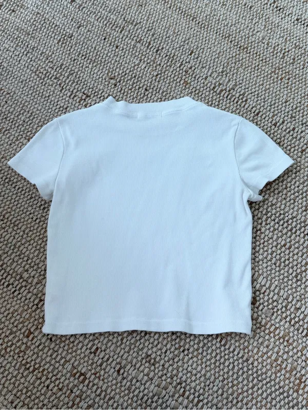 Madhappy Classics White Ribbed Baby Tee Size Medium - Image 2