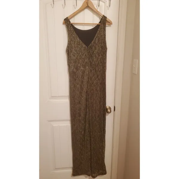 Calvin Klein Women's Faux-Wrap Metallic Dress Black/Gold 14 - Image 5