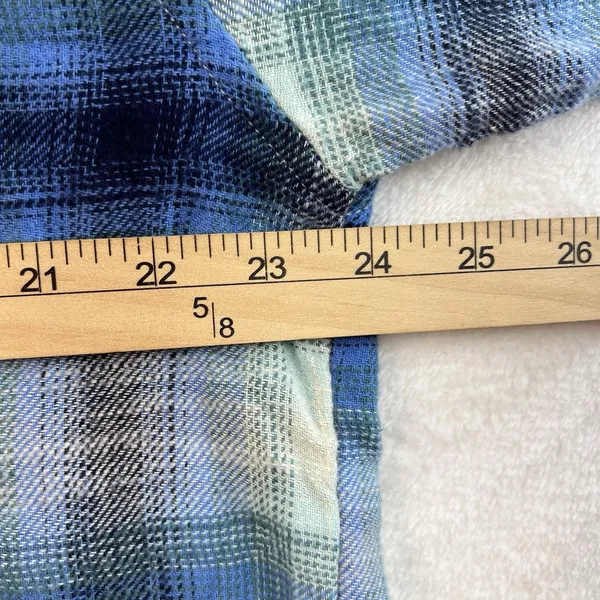 American Eagle Sz L‎ Light Flannel Shirt Cropped Boxy Oversized Plaid Button Up - Image 12