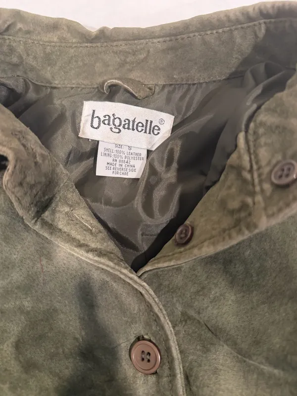 bagatelle Olive Green Suede Button-Front Jacket - Image 2