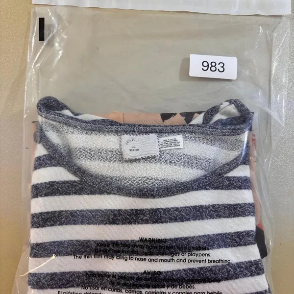 Postage Stamp Anthropologie Striped Floral Mixed Top‎ Sz M Boho USA - Image 7