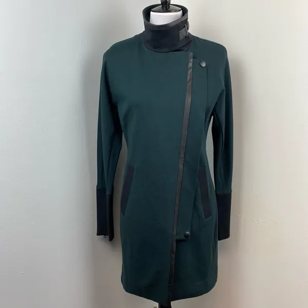 New CABI Dark Green Renaissance Asymmetrical Zip Long Jacket Small 3725 - Image 6