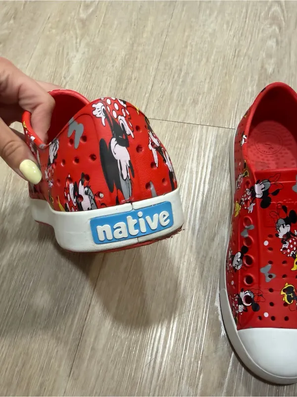 Native Shoes Women’s Red Minnie Mouse Slip-On Water Shoes - Image 6