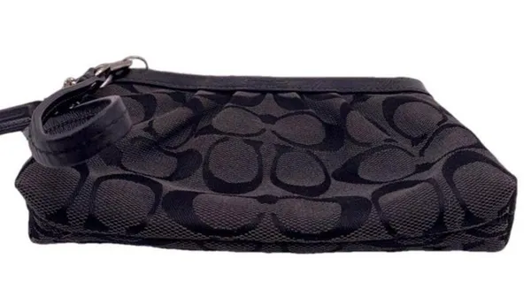 COACH Black Signature Canvas Wristlet - Image 3