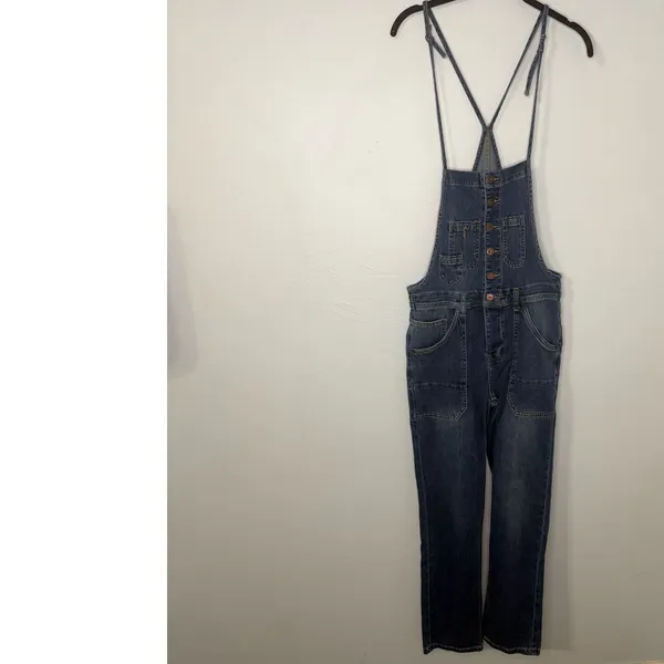 Miou Muse Dolly Overalls Women's Size Small Denim Blue Button Adjustable Straps - Image 2