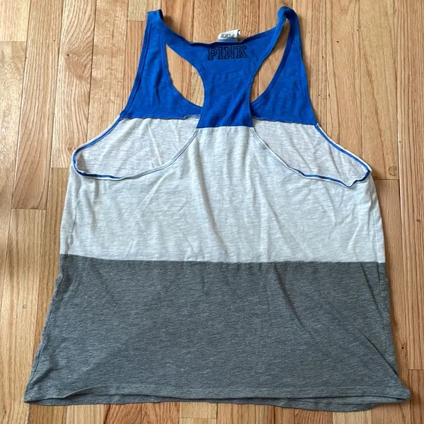 PINK Victoria's Secret Shirt Womens Large Blue White Tank Top Logo Ladies - Image 9