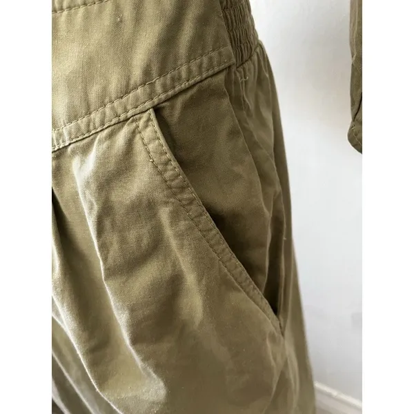 Vtg USA Utility Shirt Dress 10 Safari Minimalist Military Green Normcore Cotton - Image 11