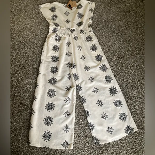 Dress Nado Embroidered Linen-Blend Wide-Leg Jumpsuit Sz M - Image 9