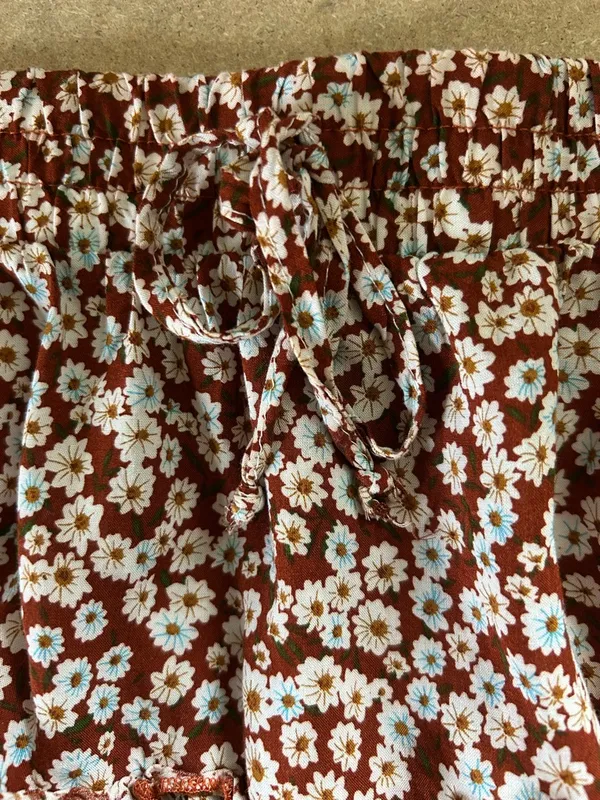 Floral Print Ruffle Tiered Mini Skirt Brown Size M - Image 2
