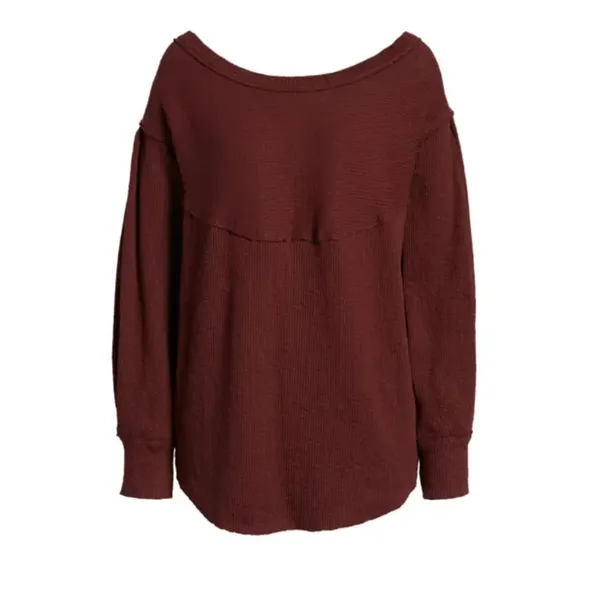 Revolve Free People OG Burgundy Thermal Sweater Pullover - Image 3