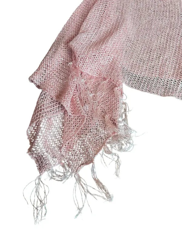 Edikted Sequin Fringe Knit Poncho Pink Flowy Flattering Size XS/Small NWOT - Image 4