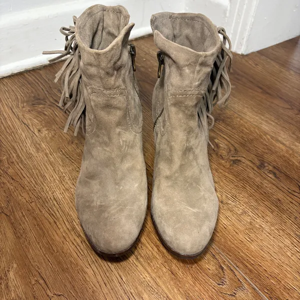 Sam Edelman Louie Tan Suede Fringe Ankle Boots Womens 10 M Western Festival Boho - Image 4