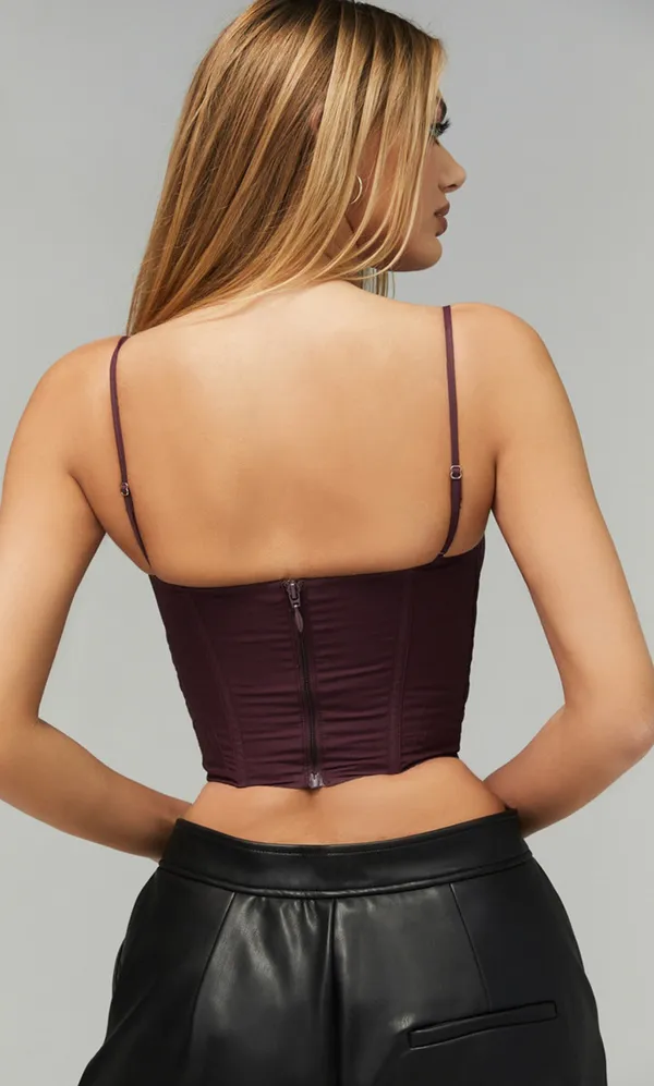 Mistress Rocks Plum Lace Up Corset - Image 4