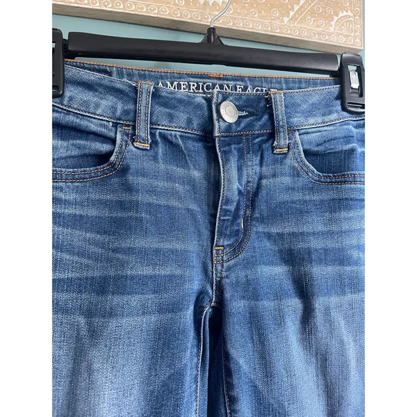 American Eagle Outfitters Dark Wash Dark Blue Denim Jeans Jeggings 0 SHORT - Image 3
