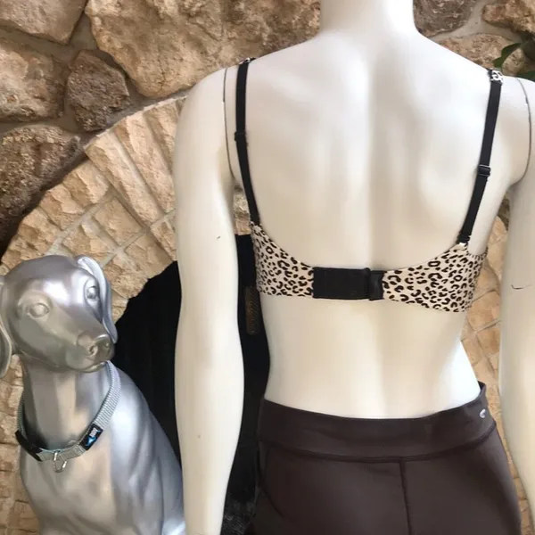 Victoria's Secret Leopard Print Underwire Bra Brown Cream Women's Size 32DD - Image 2