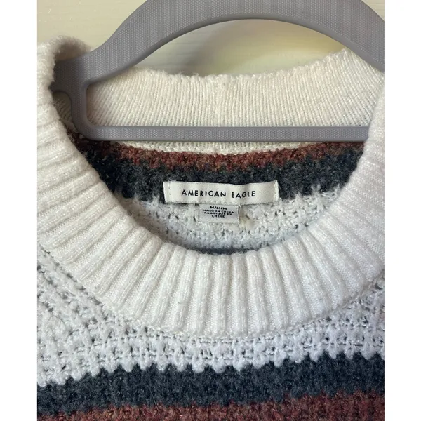 American Eagle Stripped Chunky Sweater - Medium - Image 4