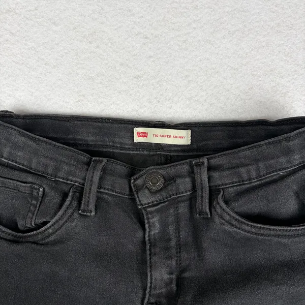 Levi’s 710 Super Skinny Jeans Women’s 14 Black Mid Rise Stretch Denim Casual - Image 3