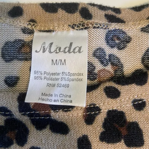 Moda Cheetah Animal Print‎ Top Blouse Womens Size M Long Sleeve Brown Mobwife - Image 4