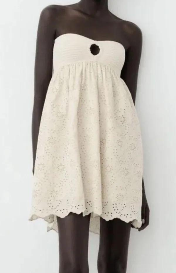 ZARA NWOT White Strapless Dress - Image 4