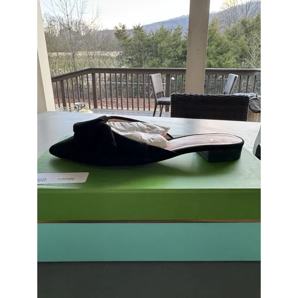Kate Spade New York BLACK Women's Fayrn Point Toe Mules Size 8.5 Ruffle‎ - Image 4