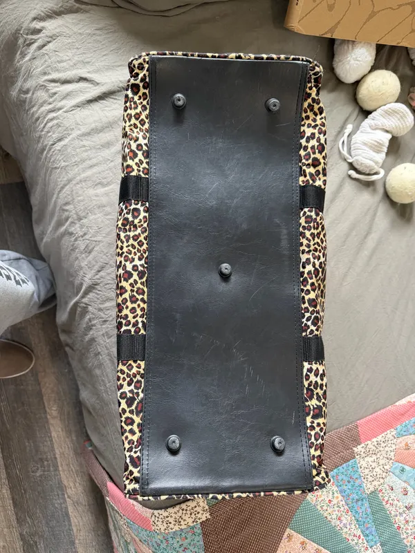 Leopard Print Travel Tote Bag - Black & Tan - Image 8