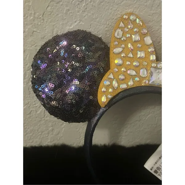 Disney Parks Gold Bow 50th Anniversary WDW Minnie Ears Jeweled Headband - Image 2