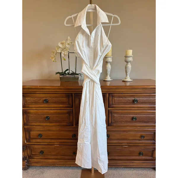 MISA Los Angeles Jessika White Halter Dress NWT Size M - Image 3