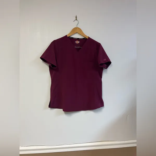Women’s Dickies‎ EDS Signature V-Neck Scrub Top – Wine – Size M - Image 3