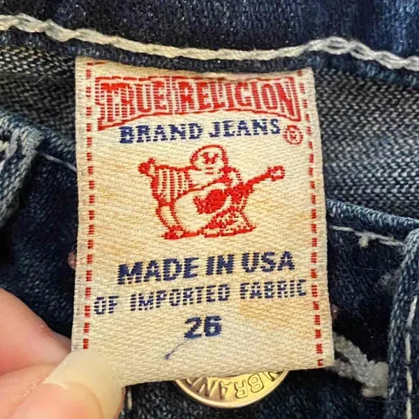 True Religion Womens Blue Embroidered Pockets Straight Leg Denim Jeans‎ Size 26 - Image 15