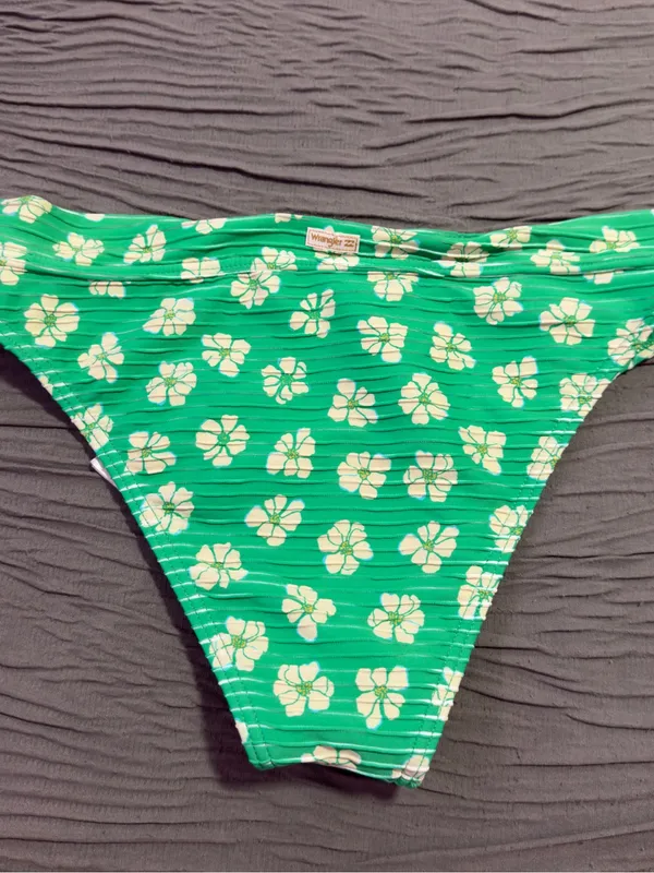 Wrangler X Billabong Green Floral Ribbed Bikini Bottom - Image 2