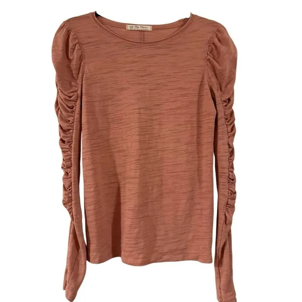 We the Free Natasha pink ruched puff sleeve long sleeve top small - Image 9