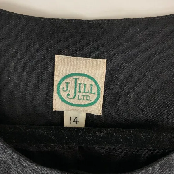 J Jill Vintage Blazer Jacket Button Front Shoulderpads Linen? Black 14 - Image 3