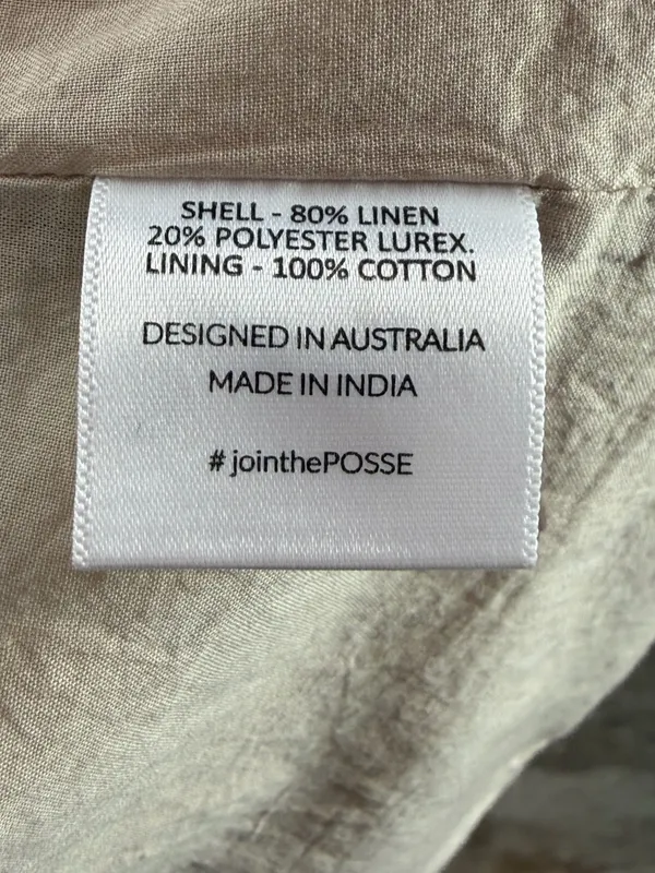 Posse‎ Linen Blend Mini Dress in Shimmery Gold Beige Size Extra Small - Image 5
