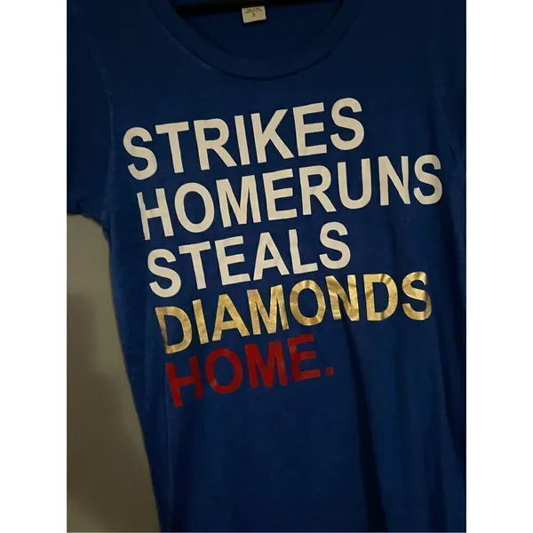Alternative Apparel Blue Baseball Short Sleeve Shirt Size Small - Image 4