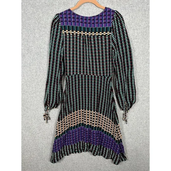 Maeve Size 4 Dress Long‎ Sleeve Geometric Faux Wrap Colorful Womens A-Line - Image 2