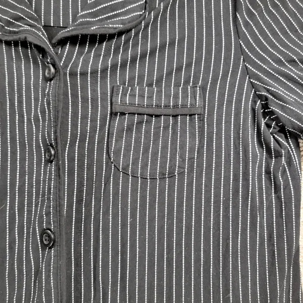 Soma Cool Collection Night Pajama Set S/M Black Stripes Lace Trim Crop Button Up - Image 11