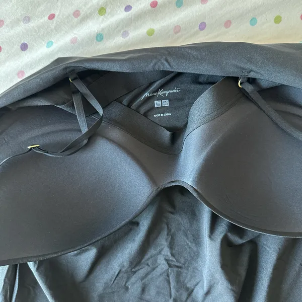 Uniqlo black airism plunging black bra slip dress with adjustable straps - Image 3
