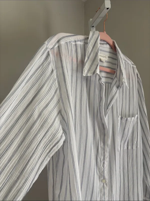 Treasure & Bond Casual Blue & White Striped Button-Up Tunic Shirt Womens Sz XL - Image 4