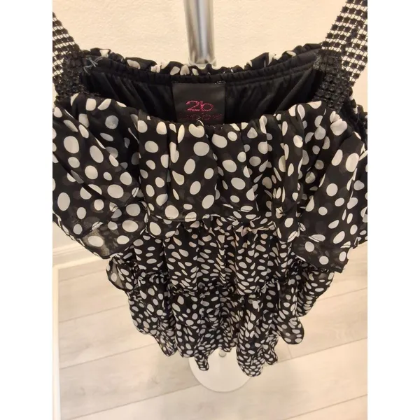 2B Bebe Size M Black And White Polka Dot With Plastic Straps Mini Dress - Image 7